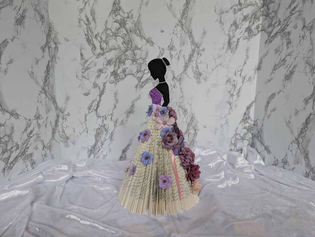 Floral Gowned Lady Book Folding Art Sculpture