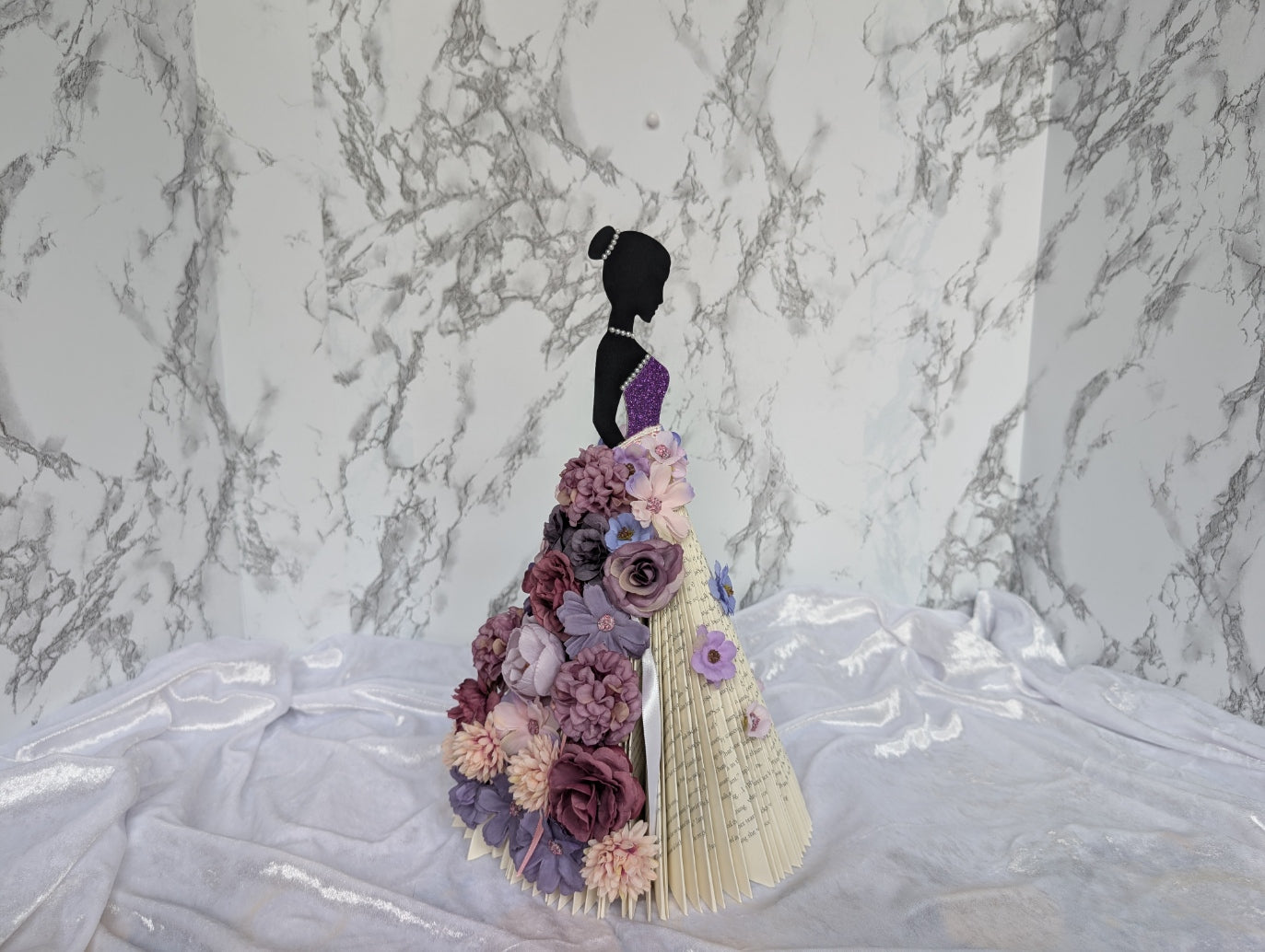 Floral Gowned Lady Book Folding Art Sculpture