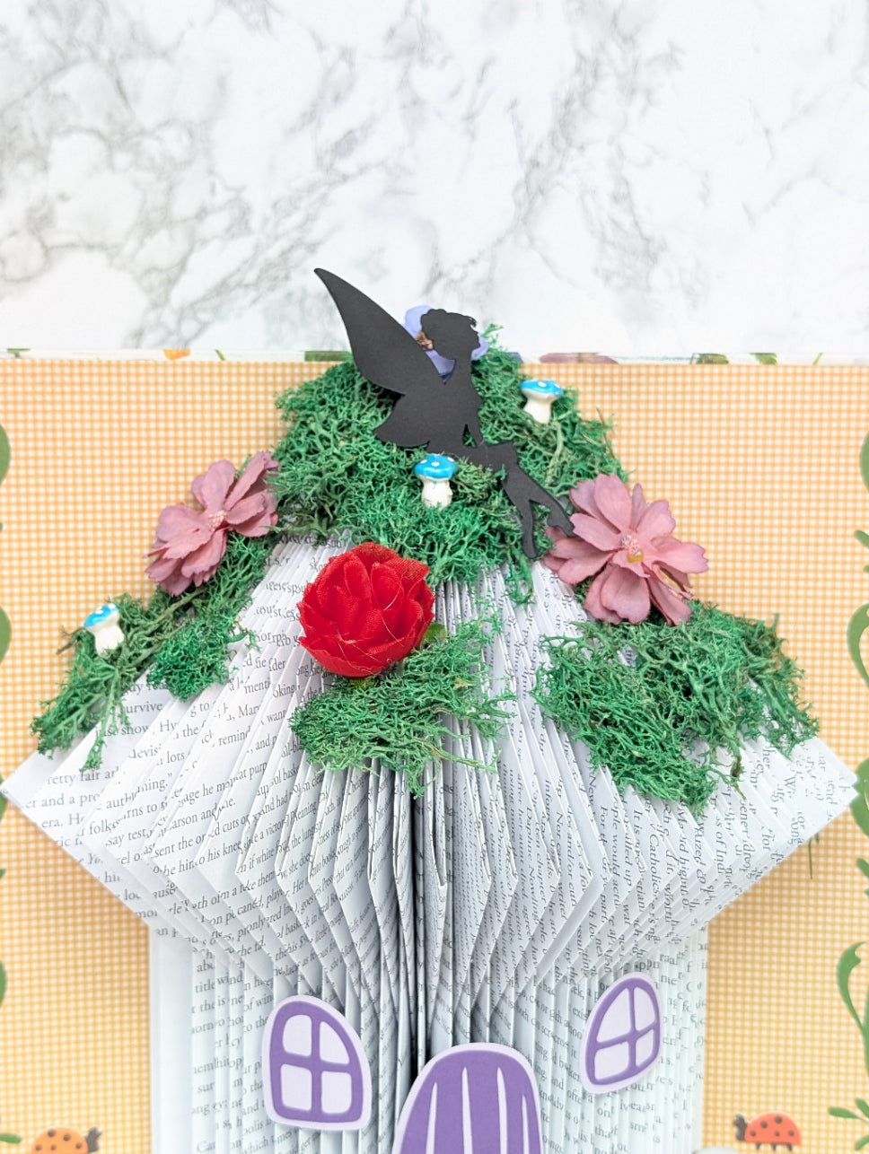 Fairy Garden House Book Folding Art Sculpture