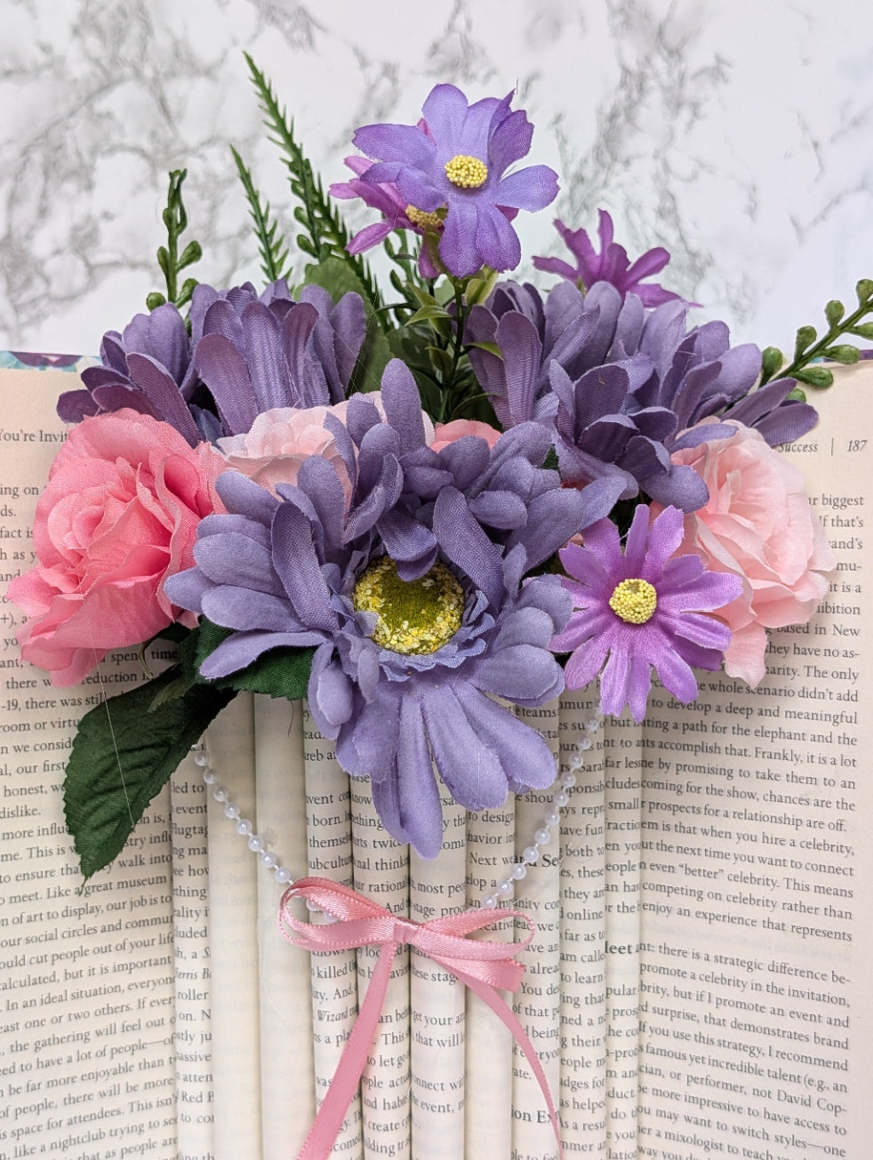 Floral Bouquet Book Folding Art Sculpture