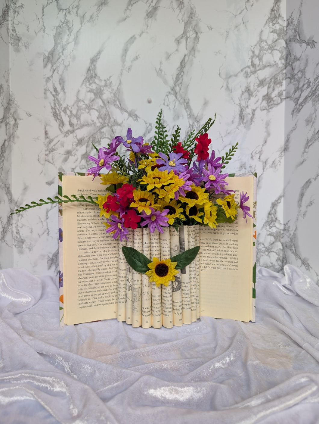 Floral Bouquet Book Folding Art Sculpture