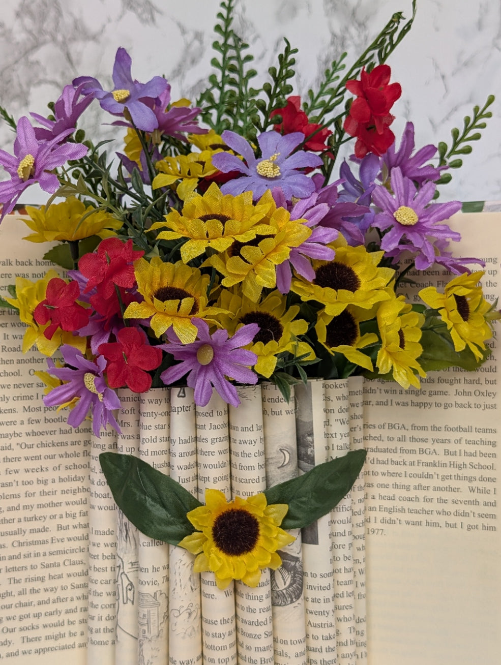 Floral Bouquet Book Folding Art Sculpture
