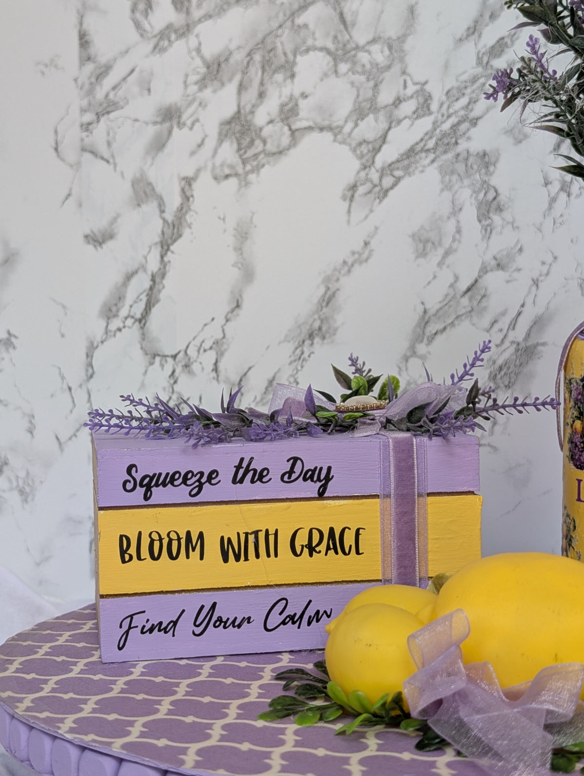 Lavender & Lemon Tiered Tray Vignette Set