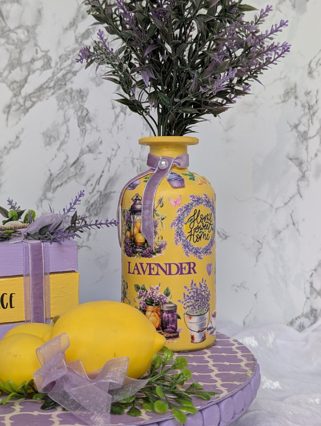 Lavender & Lemon Tiered Tray Vignette Set