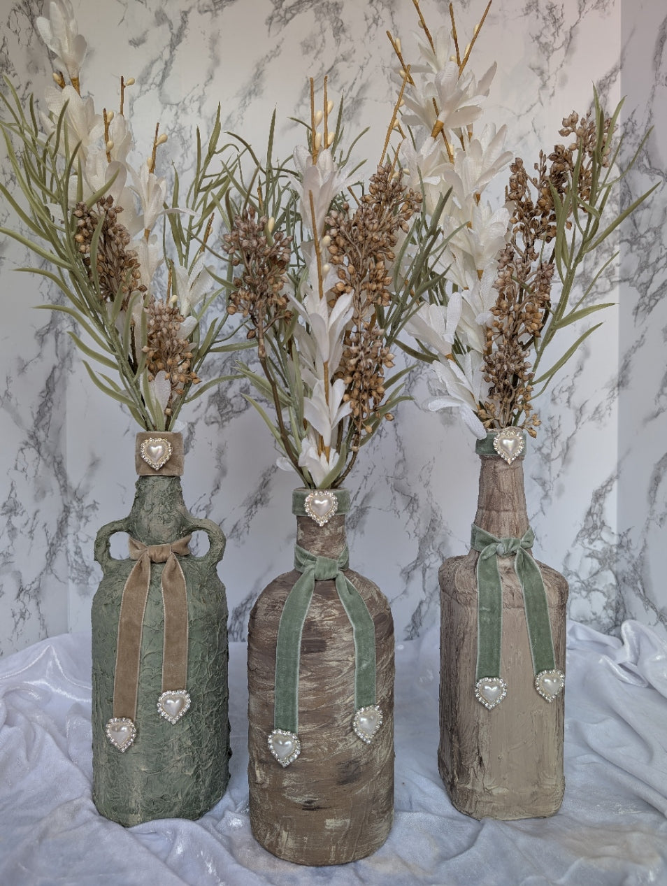 Rustic Elegance Textured Bottle Vase Set of 3