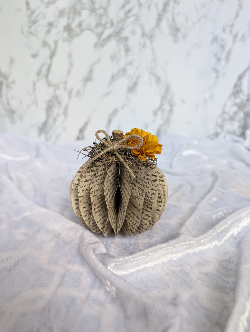 Yellow Rose Book Page Pumpkin