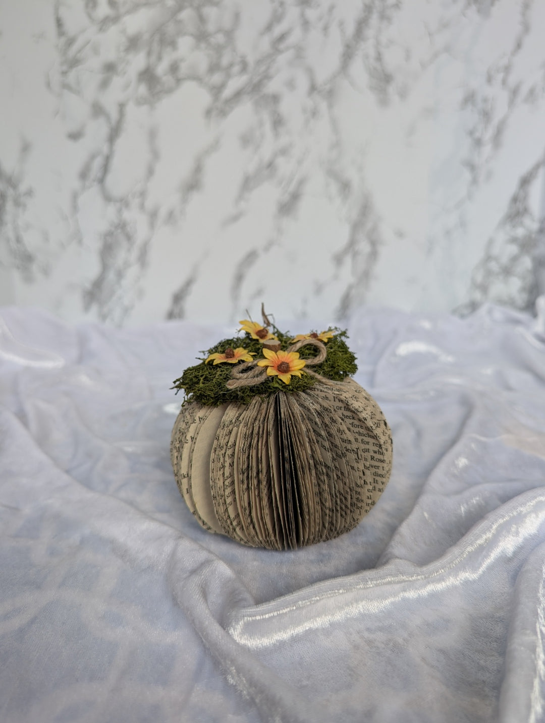 Sunflower Moss Book Page Pumpkin Ball