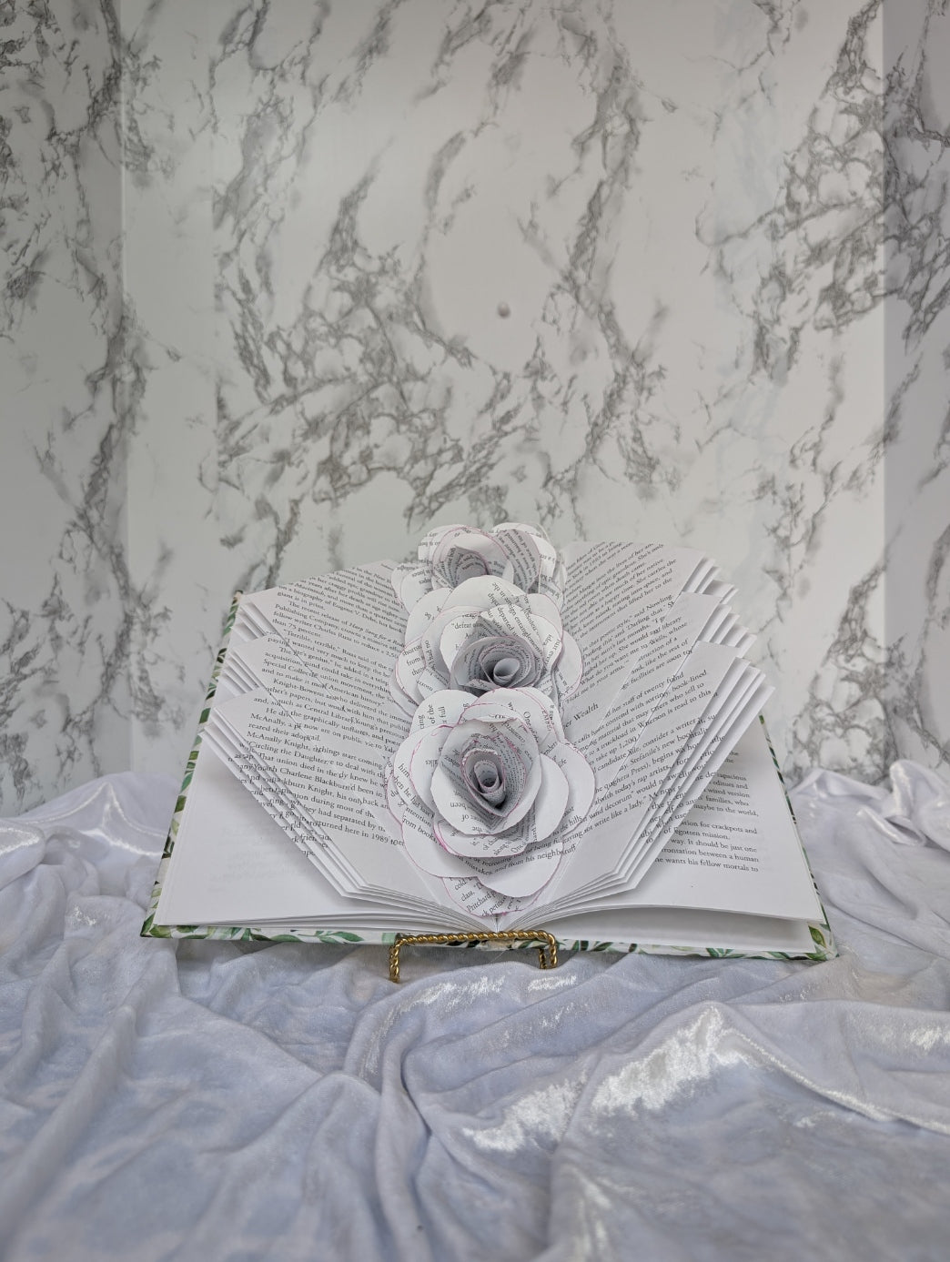 Paper Rose Open Book Folding Art Sculpture
