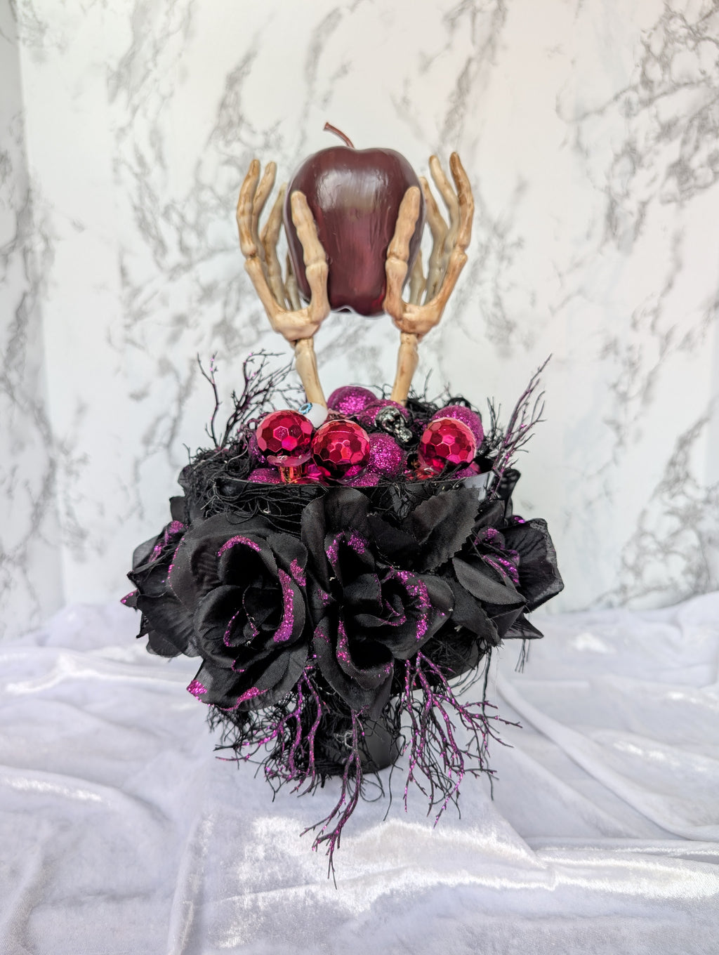 Poison Apple Skeleton Hands Gothic Arrangement