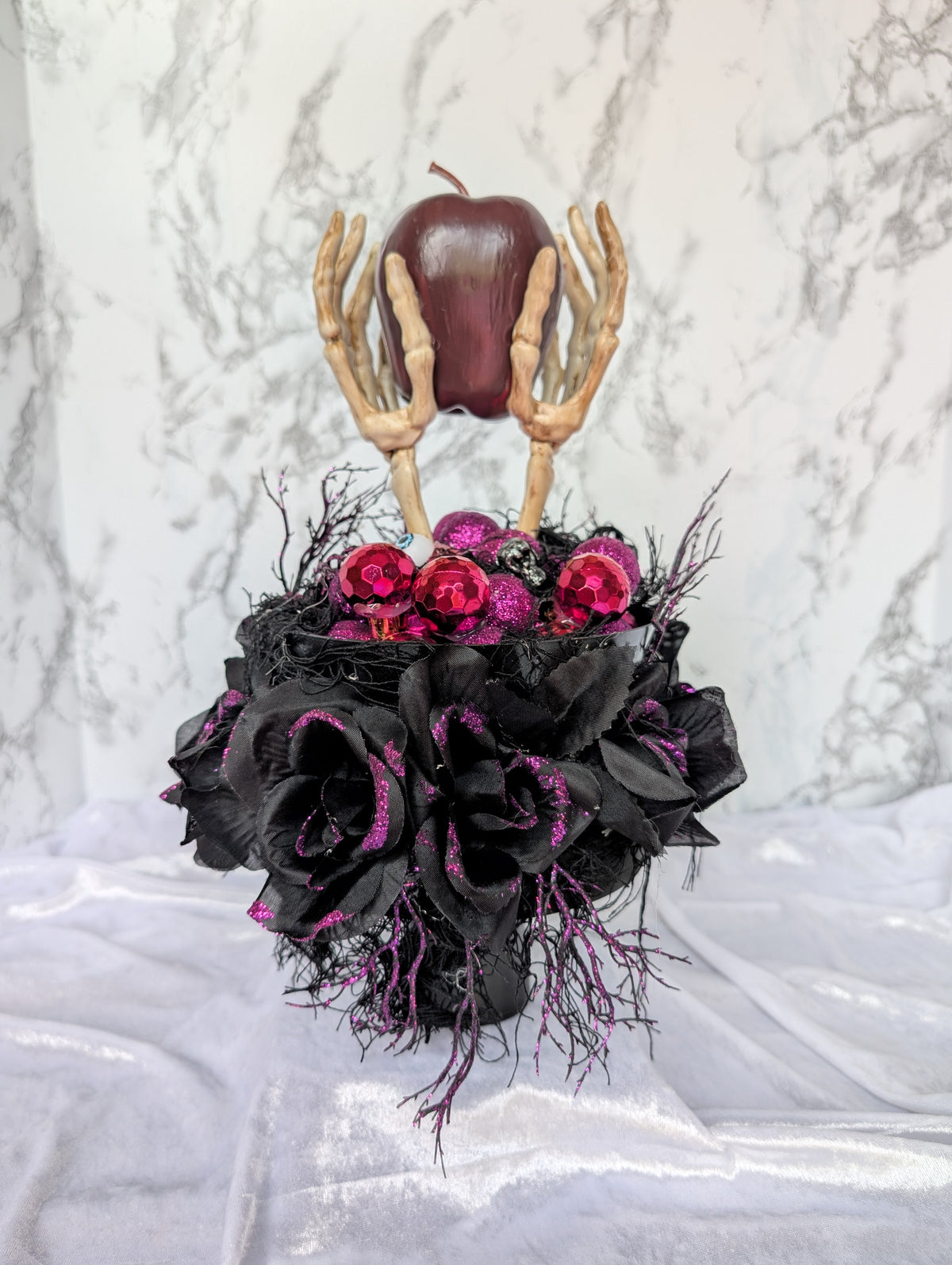 Poison Apple Skeleton Hands Gothic Arrangement