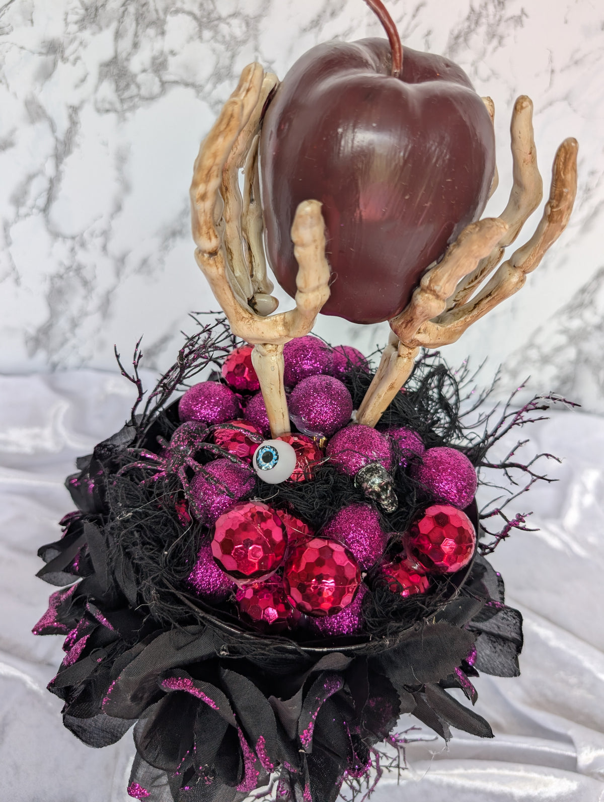 Poison Apple Skeleton Hands Gothic Arrangement
