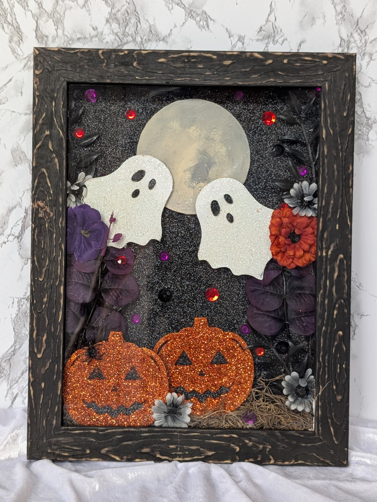 Halloween Ghost & Pumpkin Shadow Box
