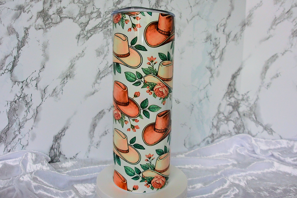 Cowboy Hat & Roses Floral Tumbler