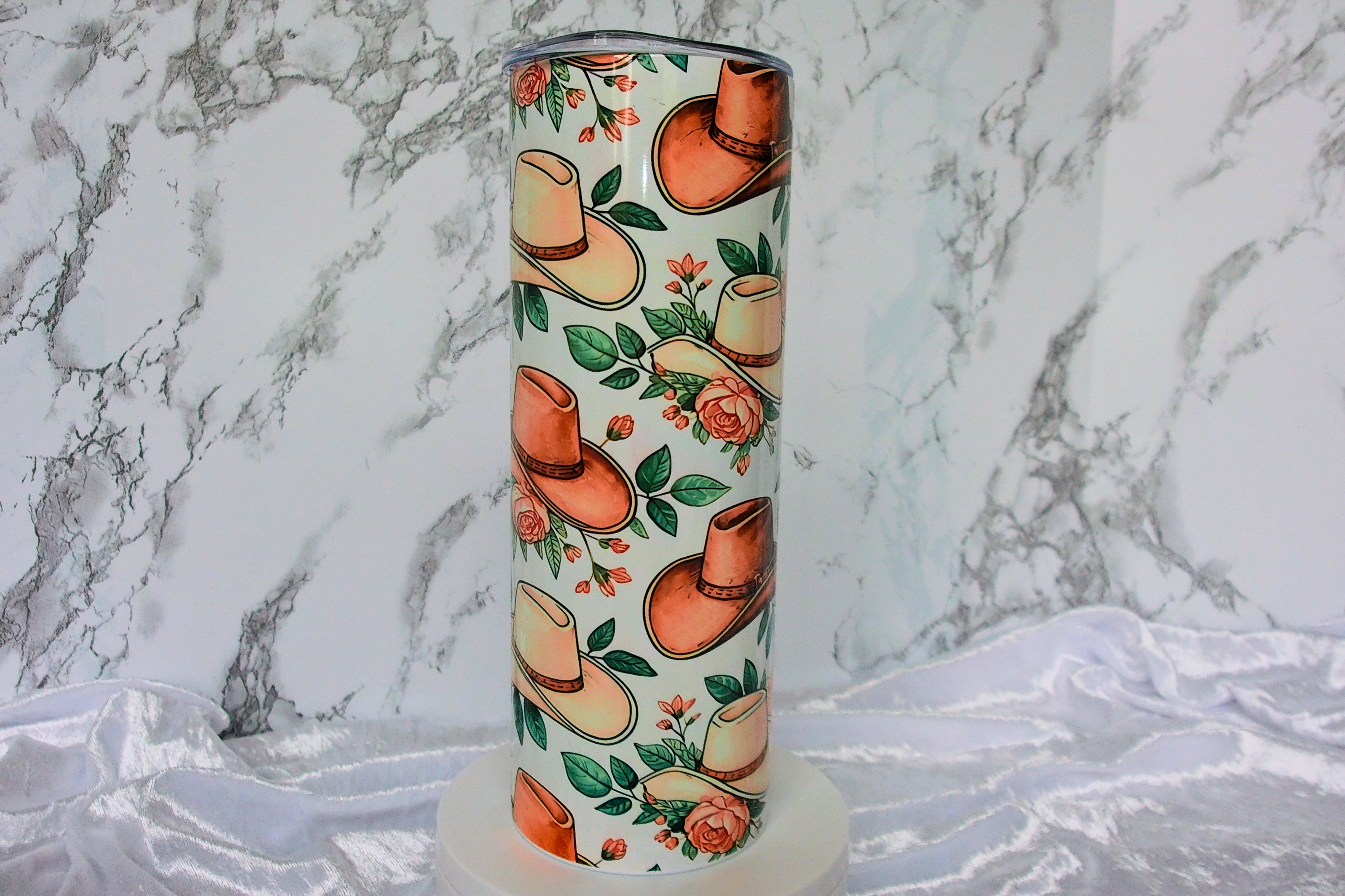 Cowboy Hat & Roses Floral Tumbler
