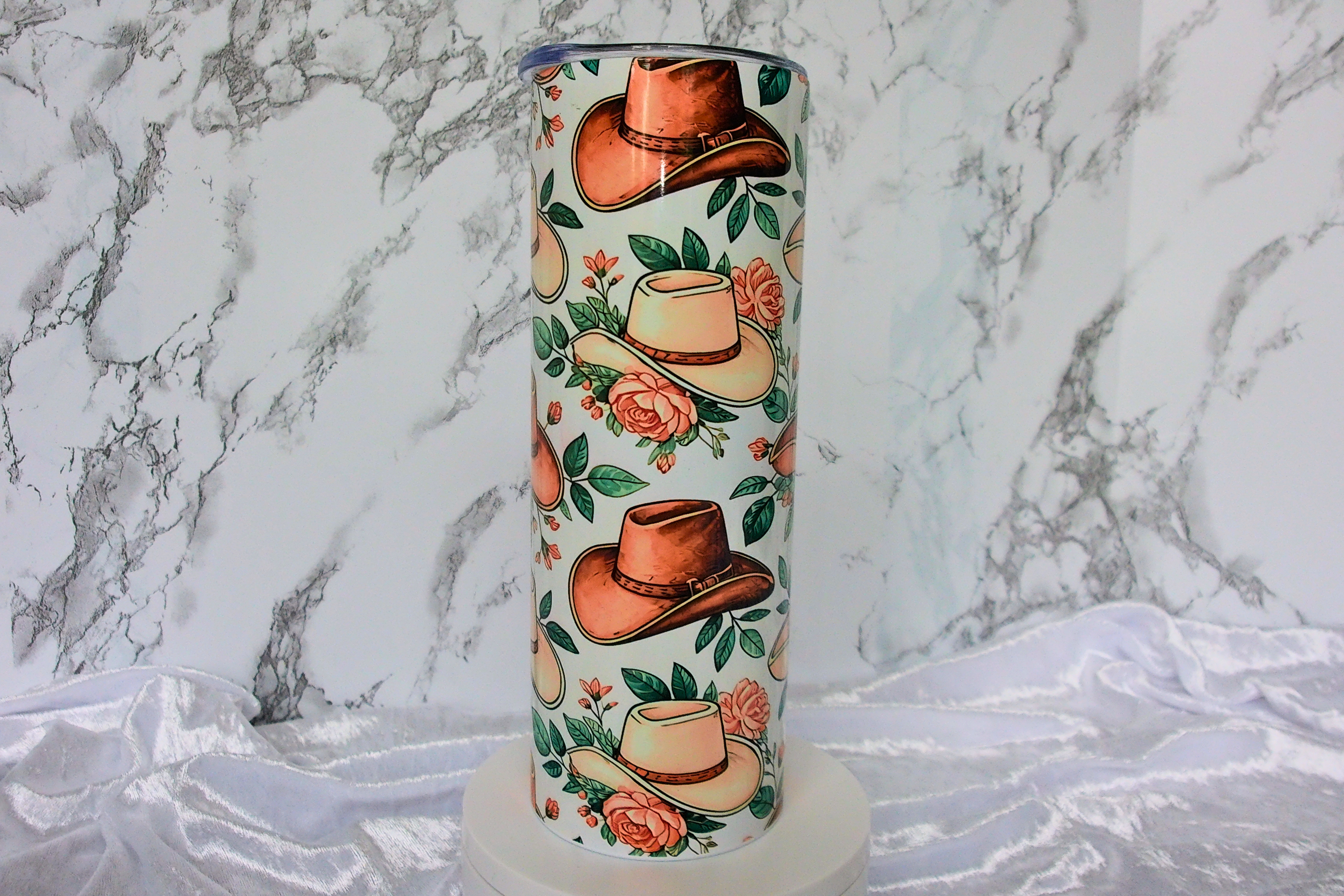 Cowboy Hat & Roses Floral Tumbler
