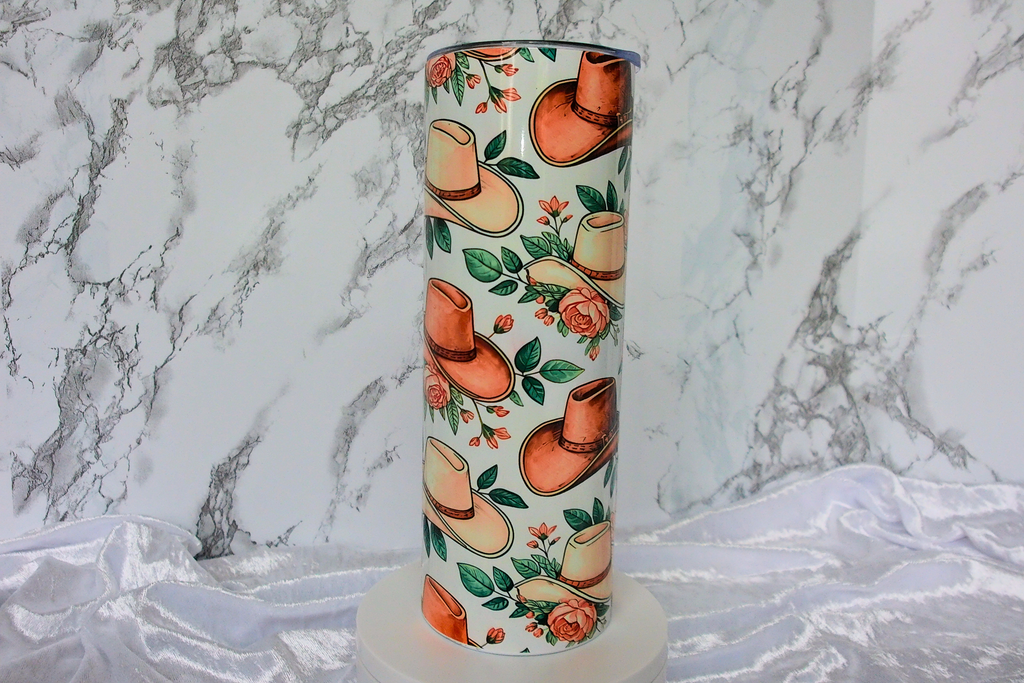 Cowboy Hat & Roses Floral Tumbler