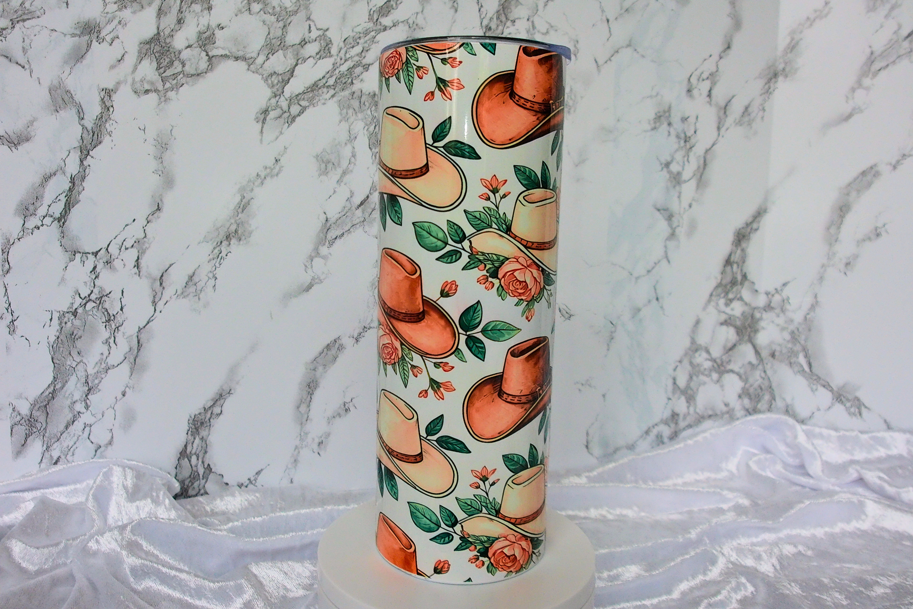 Cowboy Hat & Roses Floral Tumbler