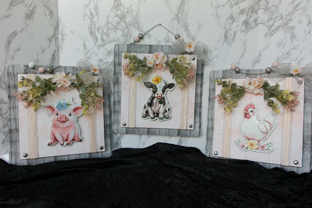 Farmhouse Animal Triptych Wall Hanging Set