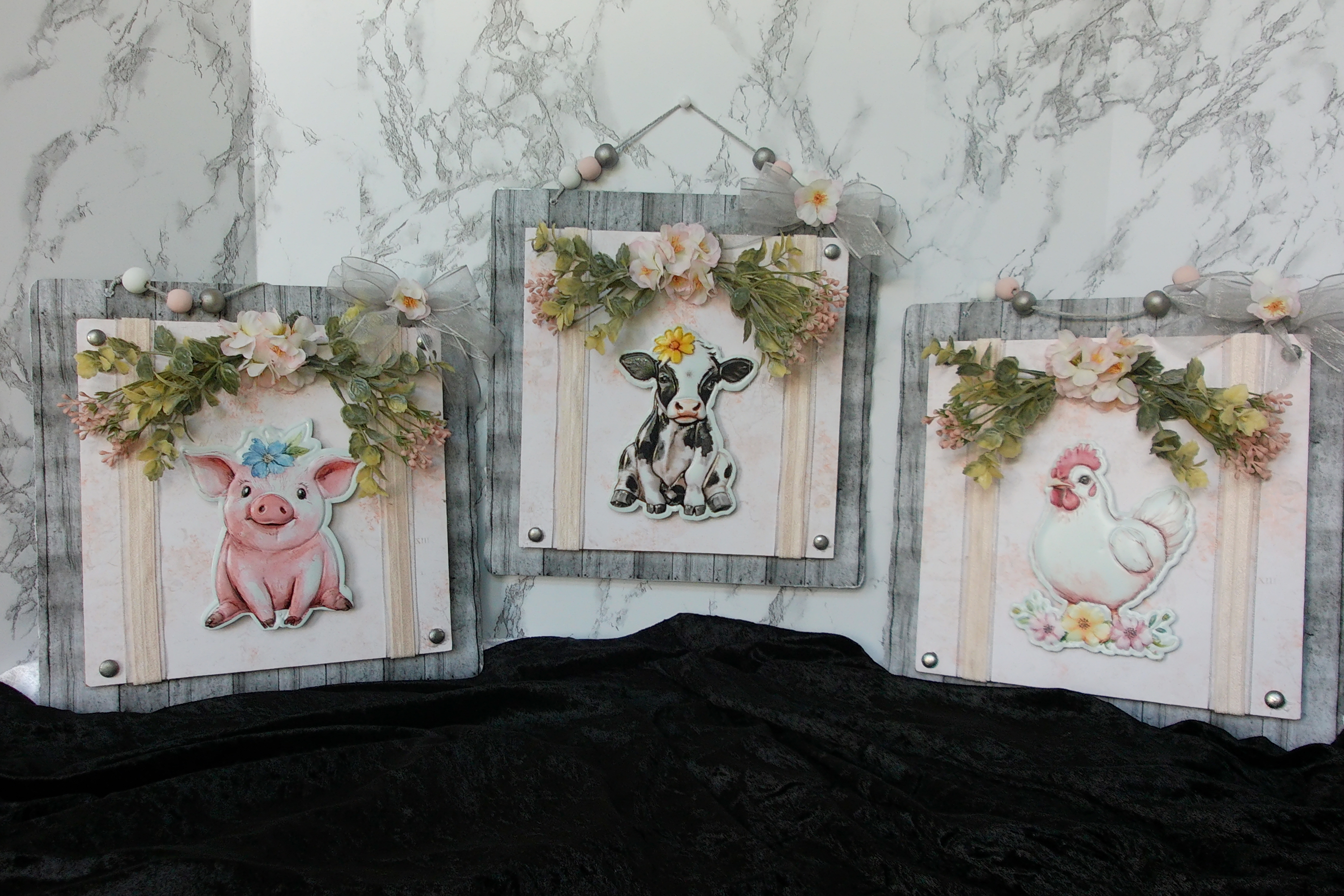Farmhouse Animal Triptych Wall Hanging Set