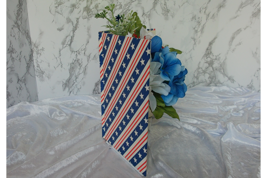 Patriotic 250th Anniversary Book Vase with Silk Florals
