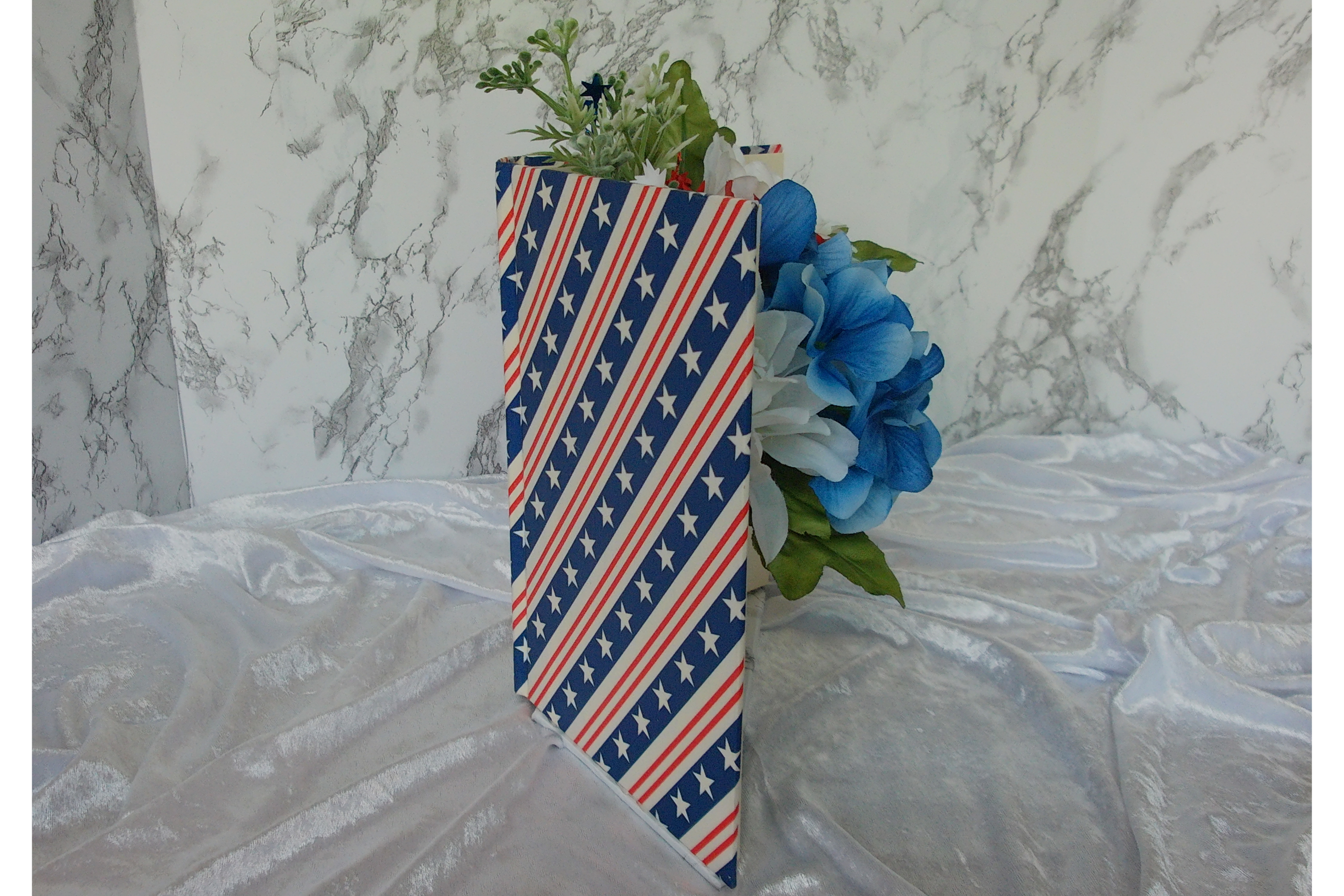 Patriotic 250th Anniversary Book Vase with Silk Florals