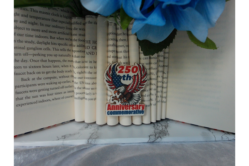 Patriotic 250th Anniversary Book Vase with Silk Florals