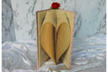 Heart Book Folding Art Sculpture with Rose