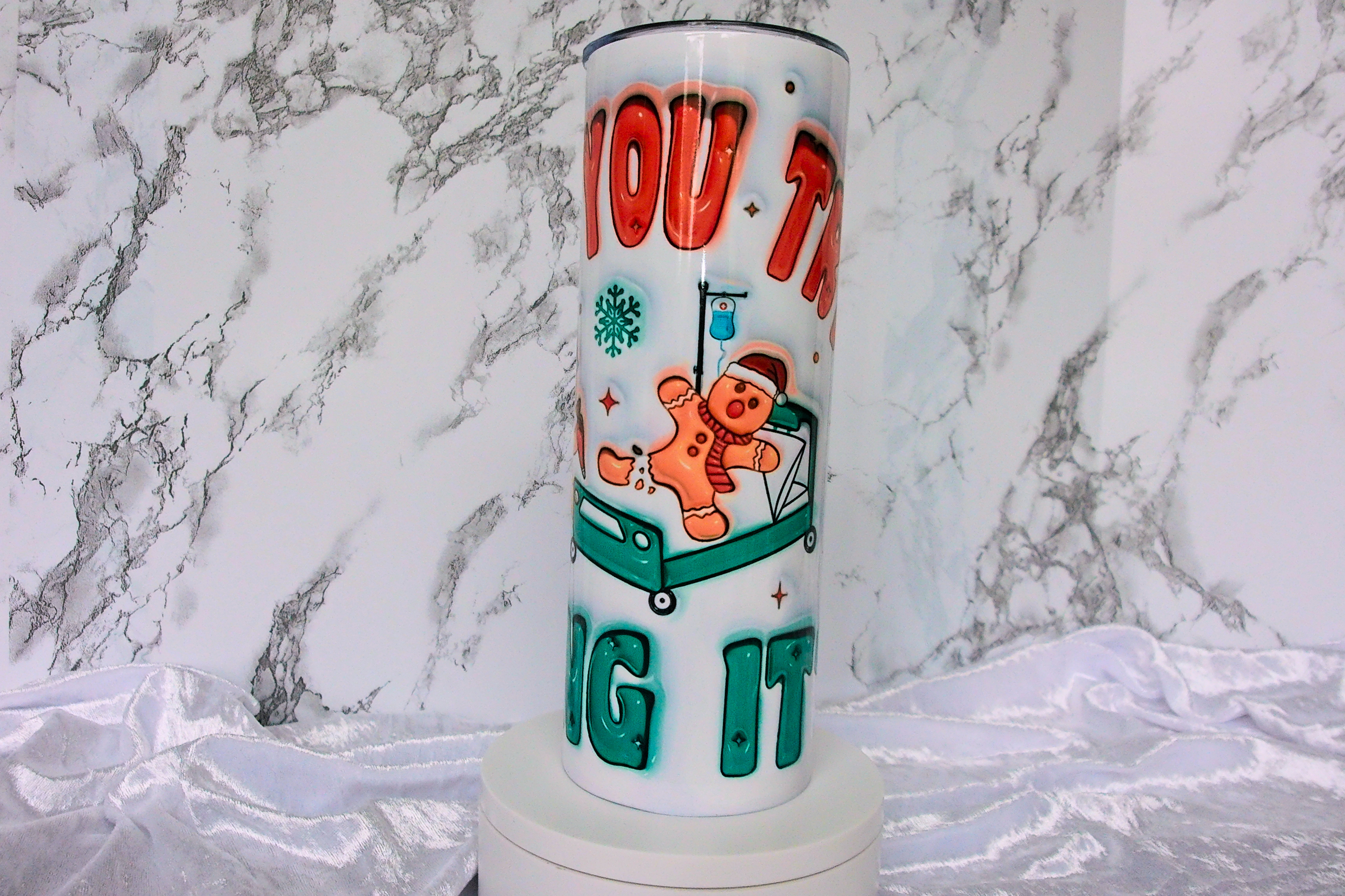 "Did You Try Icing It?" Nurse Gingerbread Christmas Tumbler