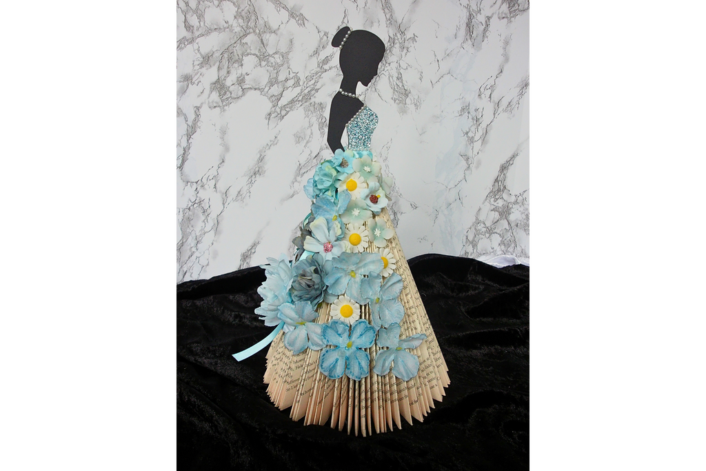 Floral Gowned Lady Book Folding Art Sculpture