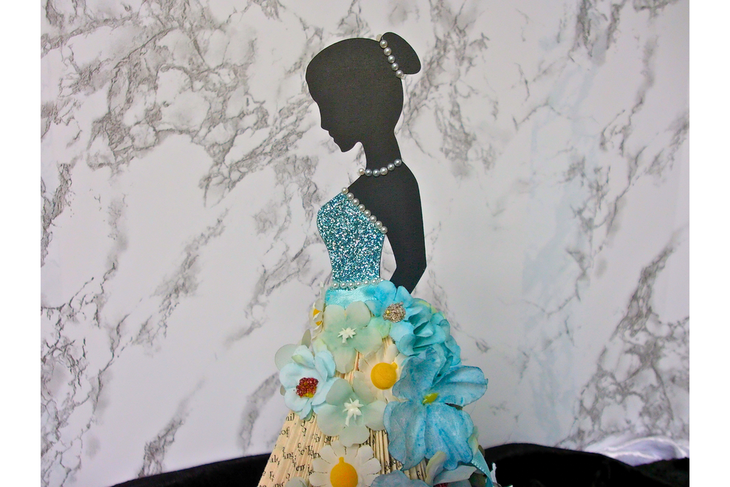 Floral Gowned Lady Book Folding Art Sculpture