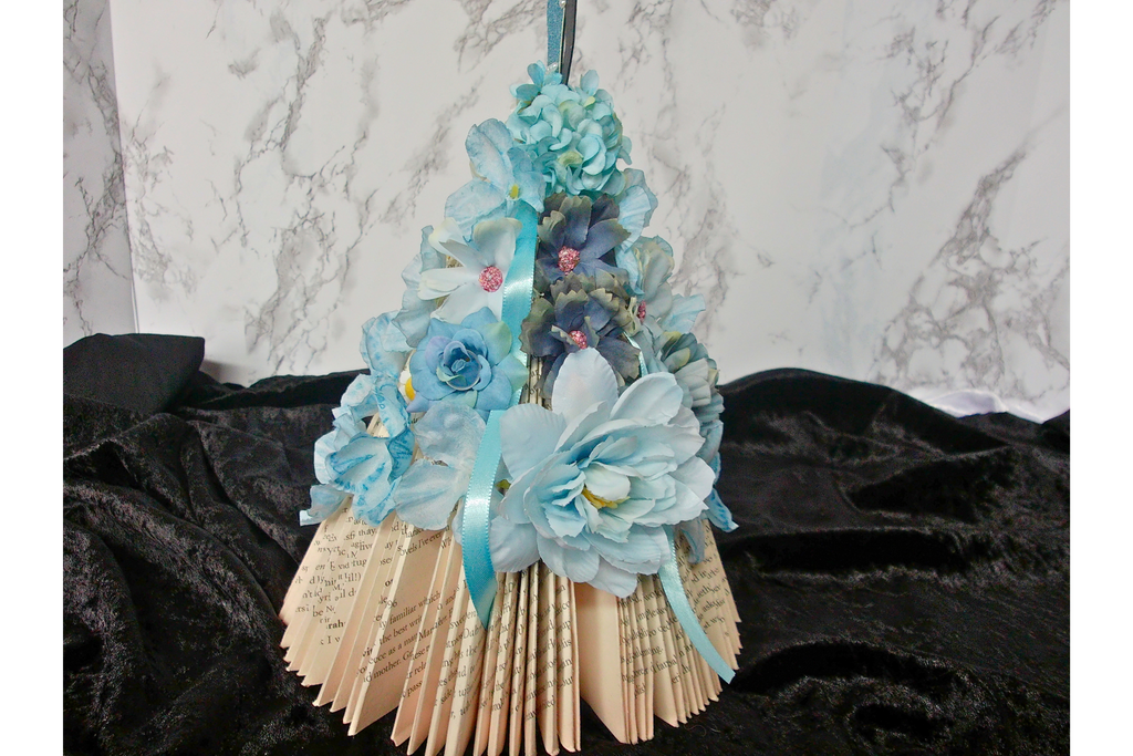 Floral Gowned Lady Book Folding Art Sculpture