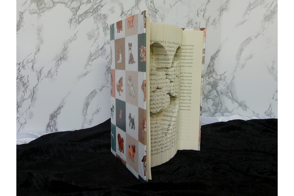 Paw Print Book Folding Art Sculpture