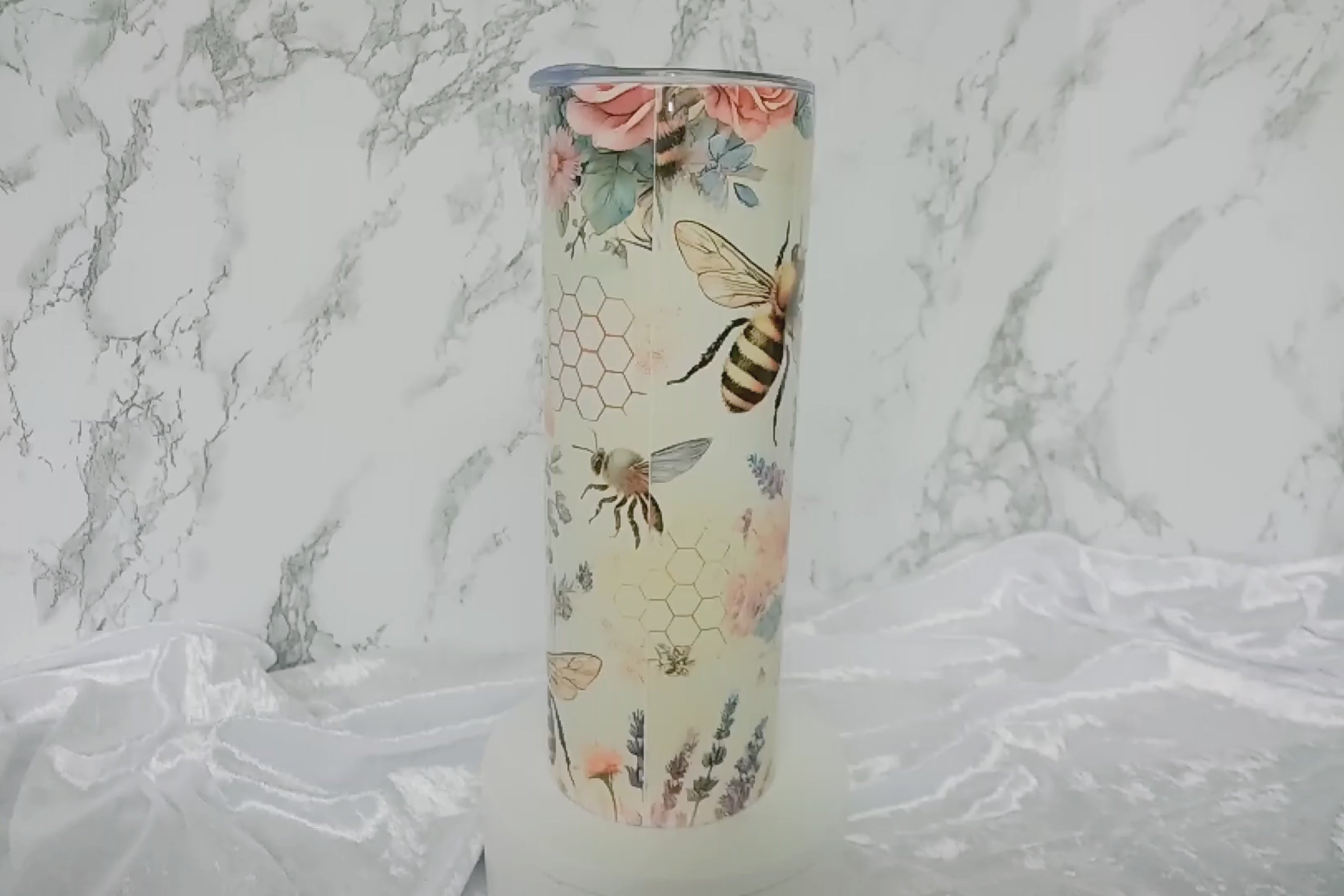 Vintage Bee & Wildflower Garden Tumbler