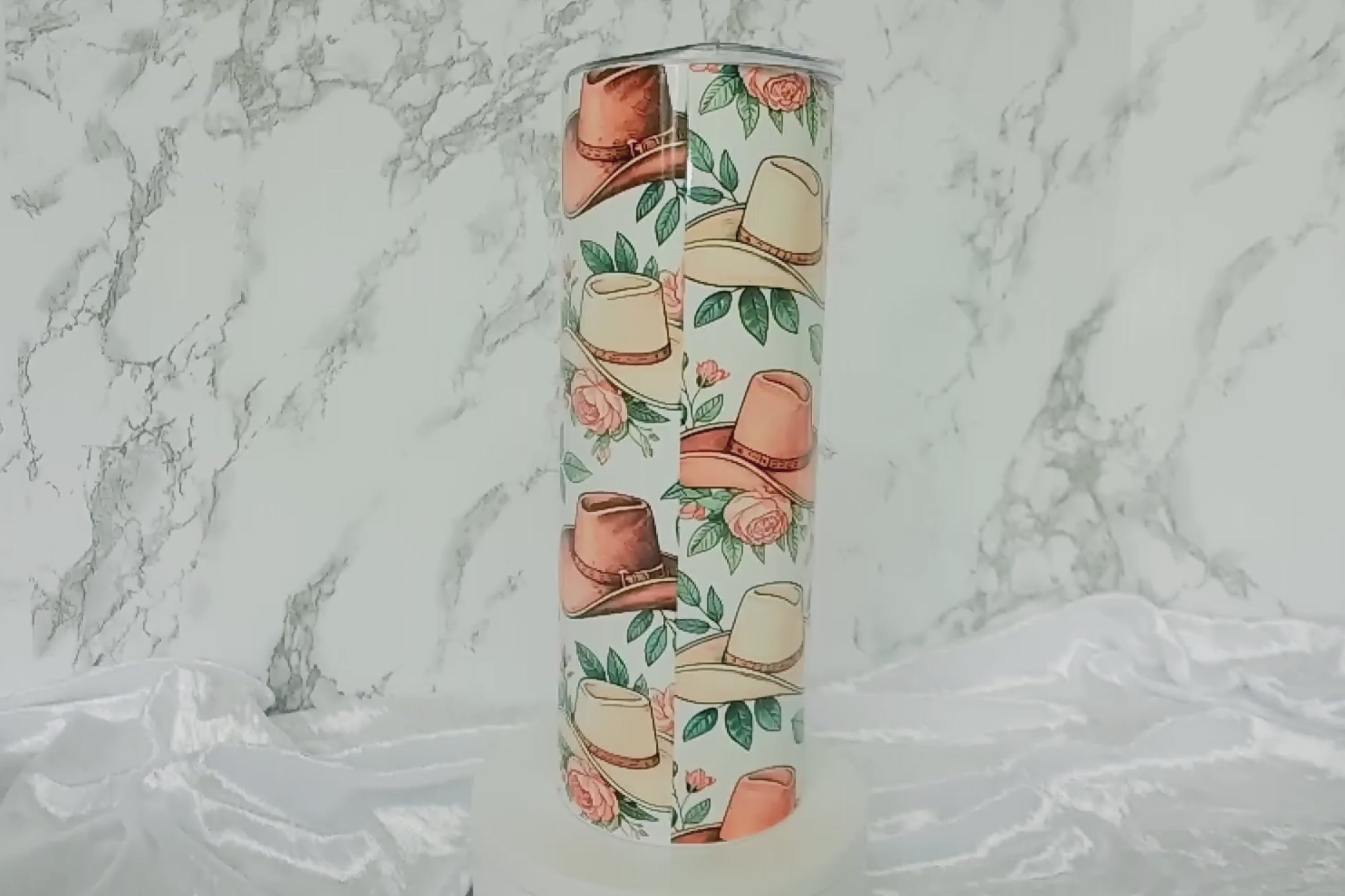 Cowboy Hat & Roses Floral Tumbler