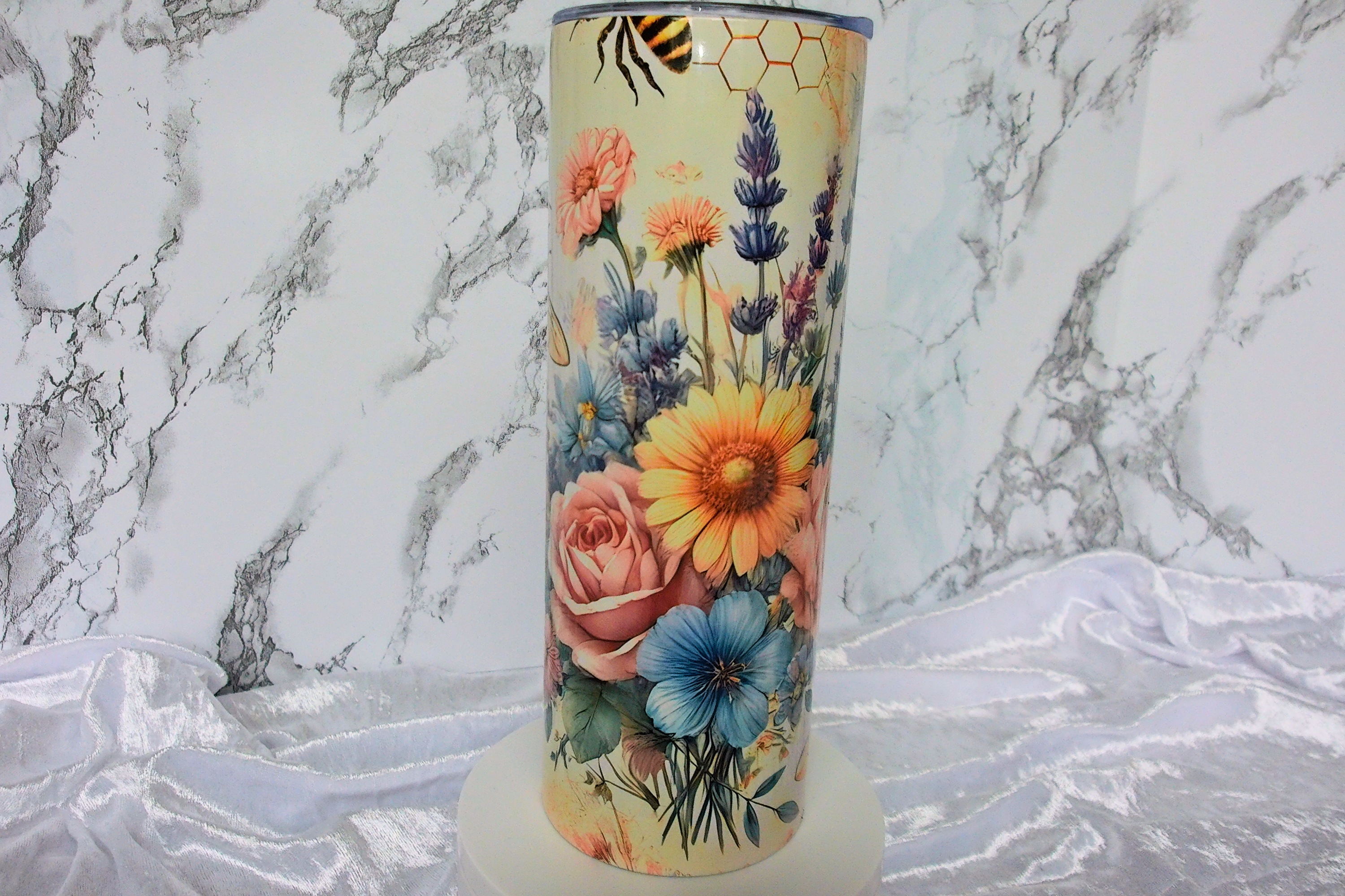 Vintage Bee & Wildflower Garden Tumbler